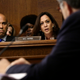 Sen. Kamala Harris (D-CA) speaks and Sen. Cory Booker (D-NJ) listens as U.S. Attorney General William Barr testifies before the Senate Judiciary Committee May 1, 2019 in Washington, DC. Barr testified on the Justice Department’s investigation of Russian interference with the 2016 presidential election.